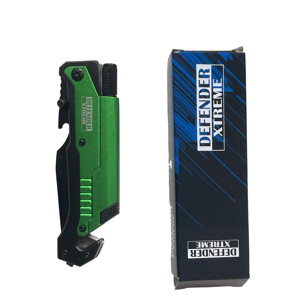 Knife Green Handle with Flash Light